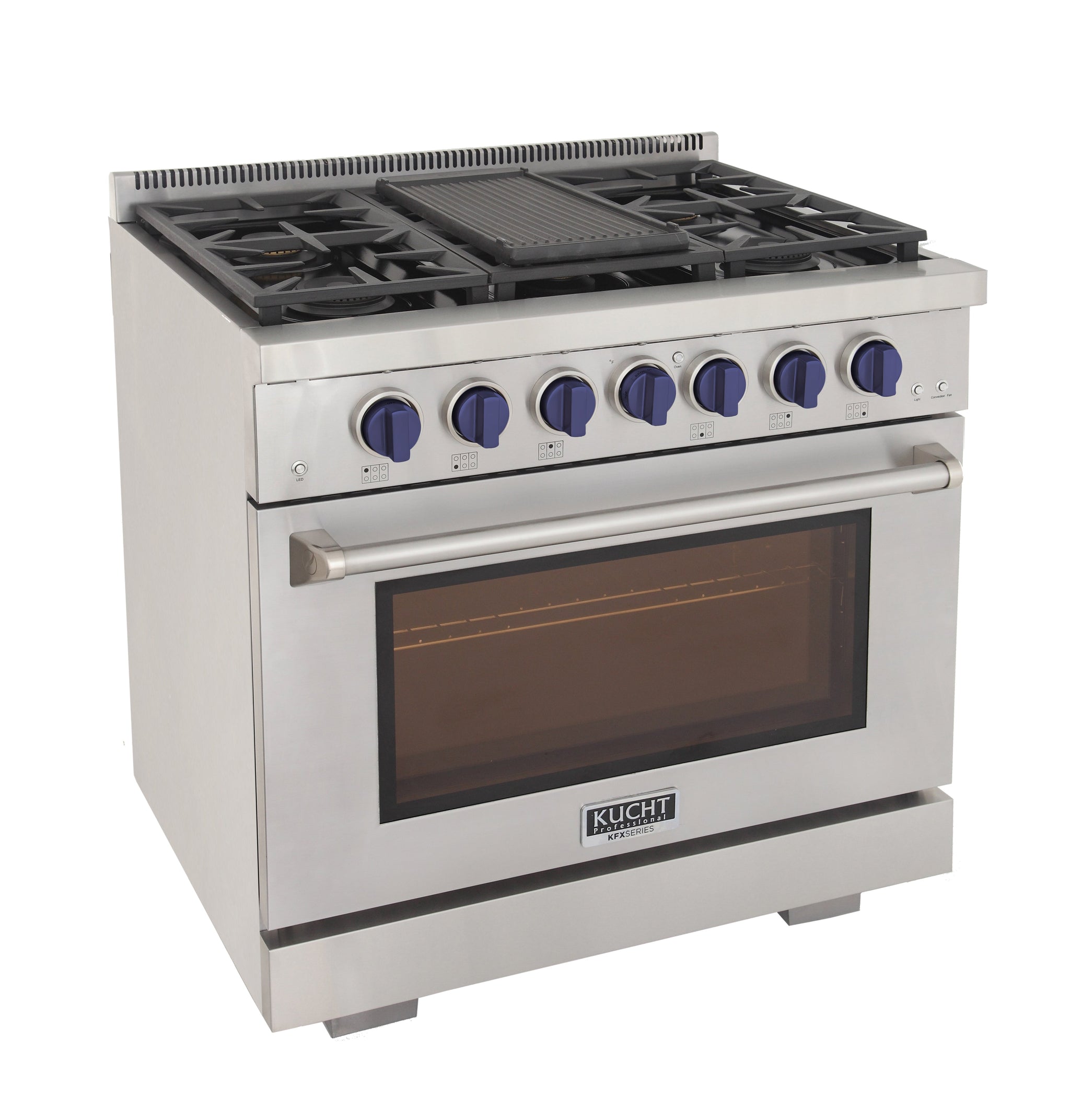 KUCHT Professional 36 in. 5.2 cu. ft. Natural Gas Range with Sealed Burners and Convection Oven in Stainless Steel With Knobs