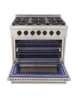 KUCHT Professional 36 in. 5.2 cu. ft. Propane Gas Range with Sealed Burners and Convection Oven in Stainless Steel With Knobs
