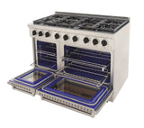 KUCHT Professional 48 in. 6.7 cu. ft. Natural Gas Range with Sealed Burners, Grill / Griddle and Two Ovens - One Convection - in Stainless Steel