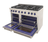 KUCHT Professional 48 in. 6.7 cu. ft. Natural Gas Range with Sealed Burners, Grill / Griddle and Two Ovens - One Convection - in Stainless Steel