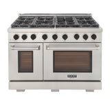 KUCHT Professional 48 in. 6.7 cu. ft. Natural Gas Range with Sealed Burners, Grill / Griddle and Two Ovens - One Convection - in Stainless Steel