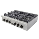 KUCHT Professional 36 in. Natural Gas Range Top with Sealed Burners in Stainless Steel
