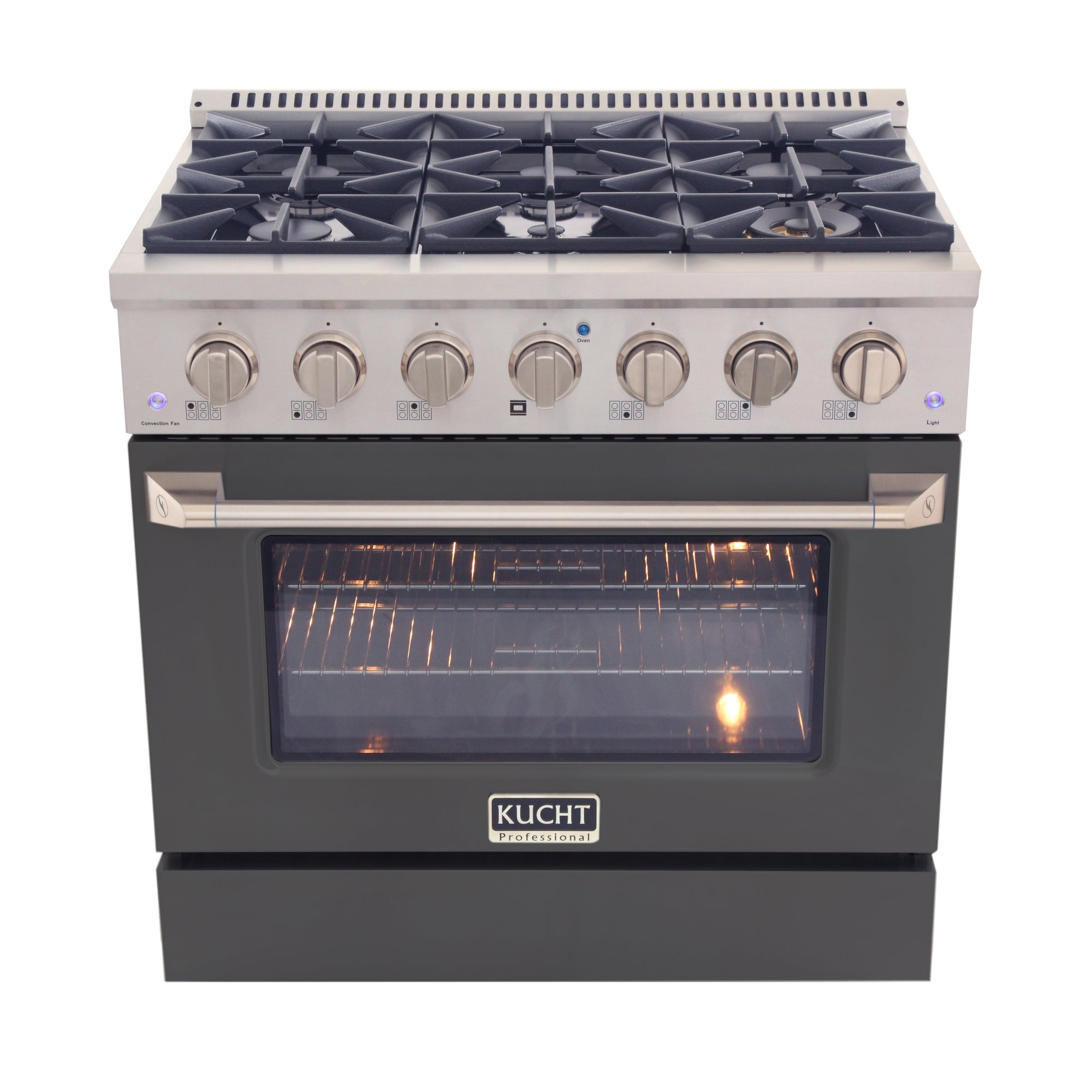 KUCHT Professional 36 in. 5.2 cu. ft. Dual Fuel Range for Propane Gas with Sealed Burners and Convection Oven in Stainless Steel