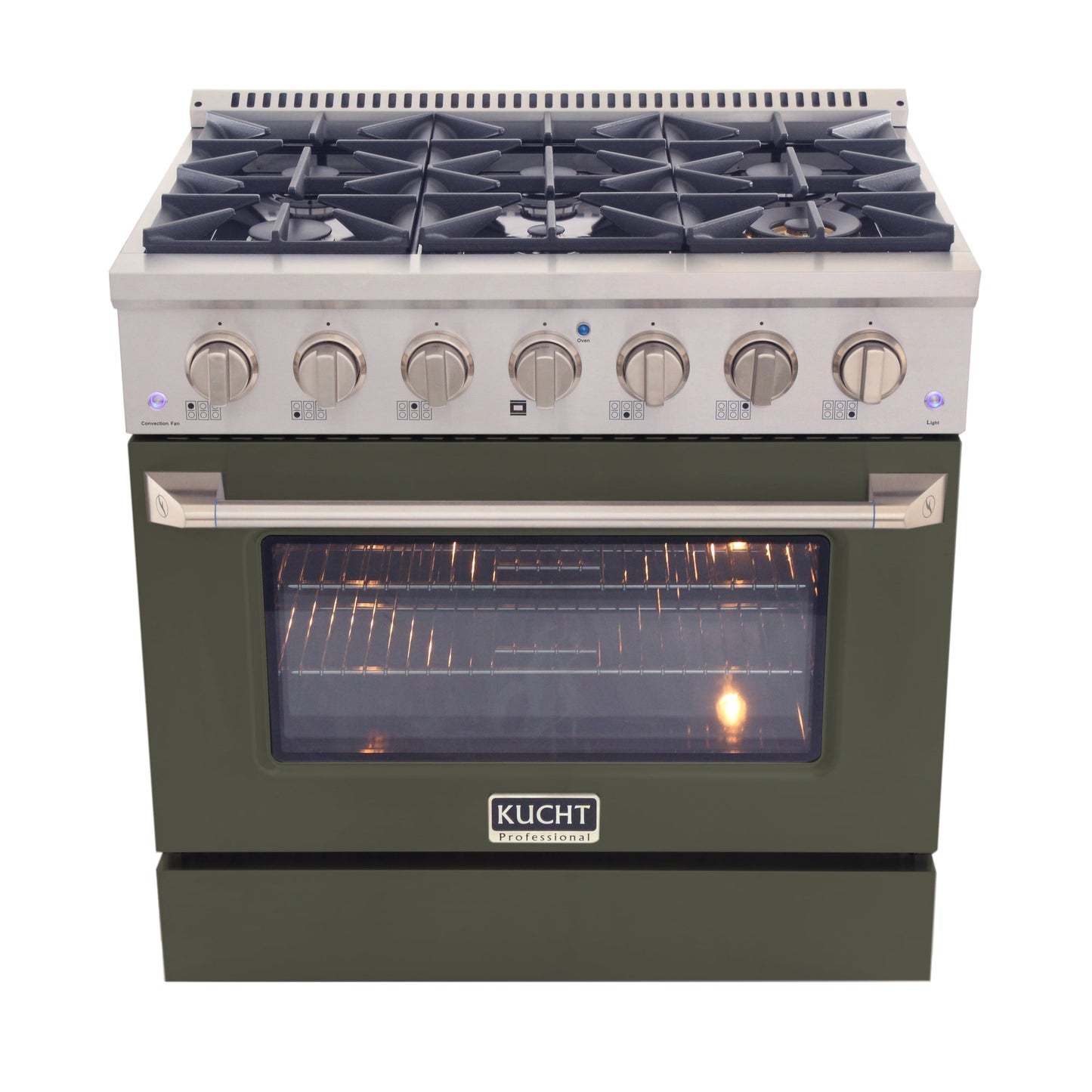 KUCHT Professional 36 in. 5.2 cu. ft. Dual Fuel Range for Natural Gas with Sealed Burners and Convection Oven in Stainless Steel