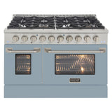 KUCHT Professional 48 in. 6.7 cu. ft. Dual Fuel Range for Natural Gas with Sealed Burners Griddle Grill and Two Ovens One Convection in Stainless Steel