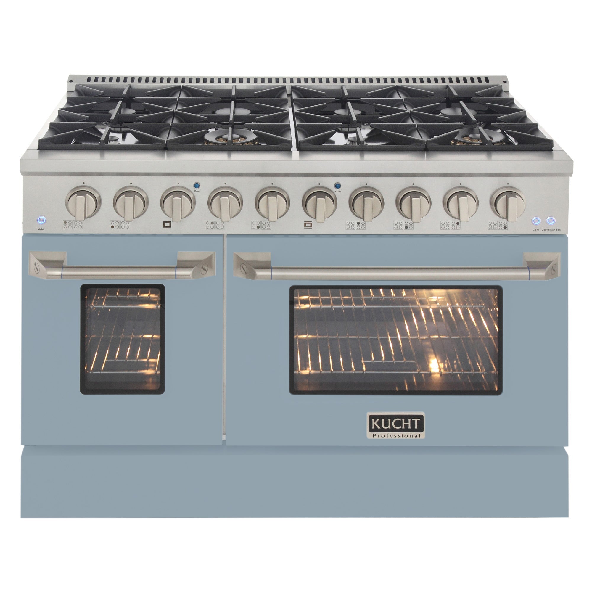 KUCHT Professional 48 in. 6.7 cu. ft. Dual Fuel Range for Propane Gas with Sealed Burners Griddle Grill and Two Ovens One Convection in Stainless Steel