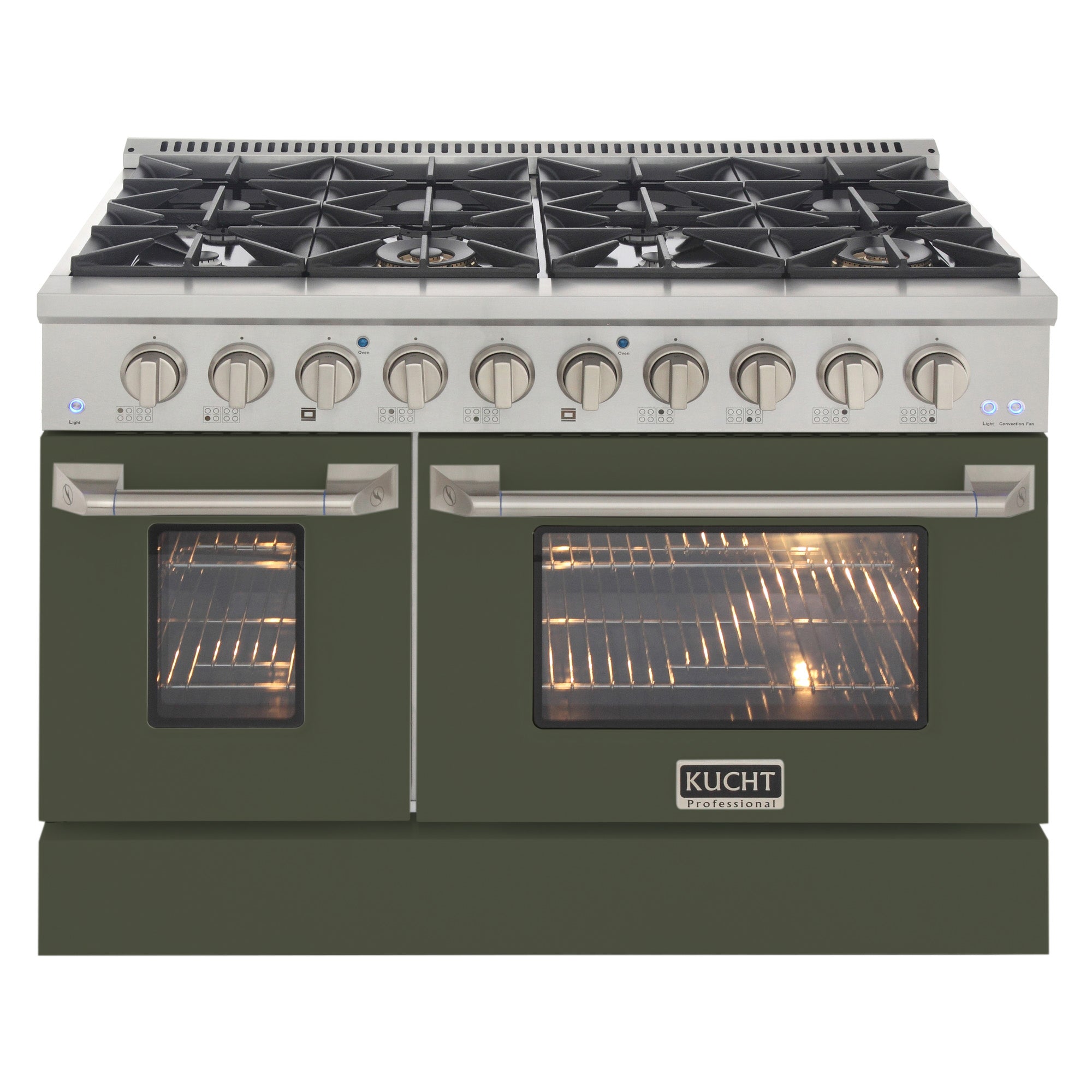 KUCHT Professional 48 in. 6.7 cu. ft. Dual Fuel Range for Propane Gas with Sealed Burners Griddle Grill and Two Ovens One Convection in Stainless Steel