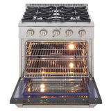 KUCHT Professional 30 in. 4.2 cu. ft. Natural Gas Range with Sealed Burners and Convection Oven in Stainless Steel