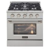 KUCHT Professional 30 in. 4.2 cu. ft. Dual Fuel Range for Propane Gas with Sealed Burners and Convection Oven in Stainless Steel
