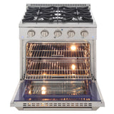 KUCHT Professional 30 in. 4.2 cu. ft. Dual Fuel Range for Propane Gas with Sealed Burners and Convection Oven in Stainless Steel