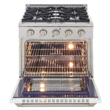 KUCHT Professional 30 in. 4.2 cu. ft. Dual Fuel Range for Propane Gas with Sealed Burners and Convection Oven in Stainless Steel