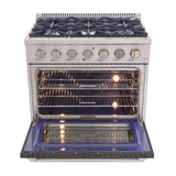 KUCHT Professional 36 in. 5.2 cu. ft. Propane Gas Range with Sealed Burners and Convection Oven in Stainless Steel