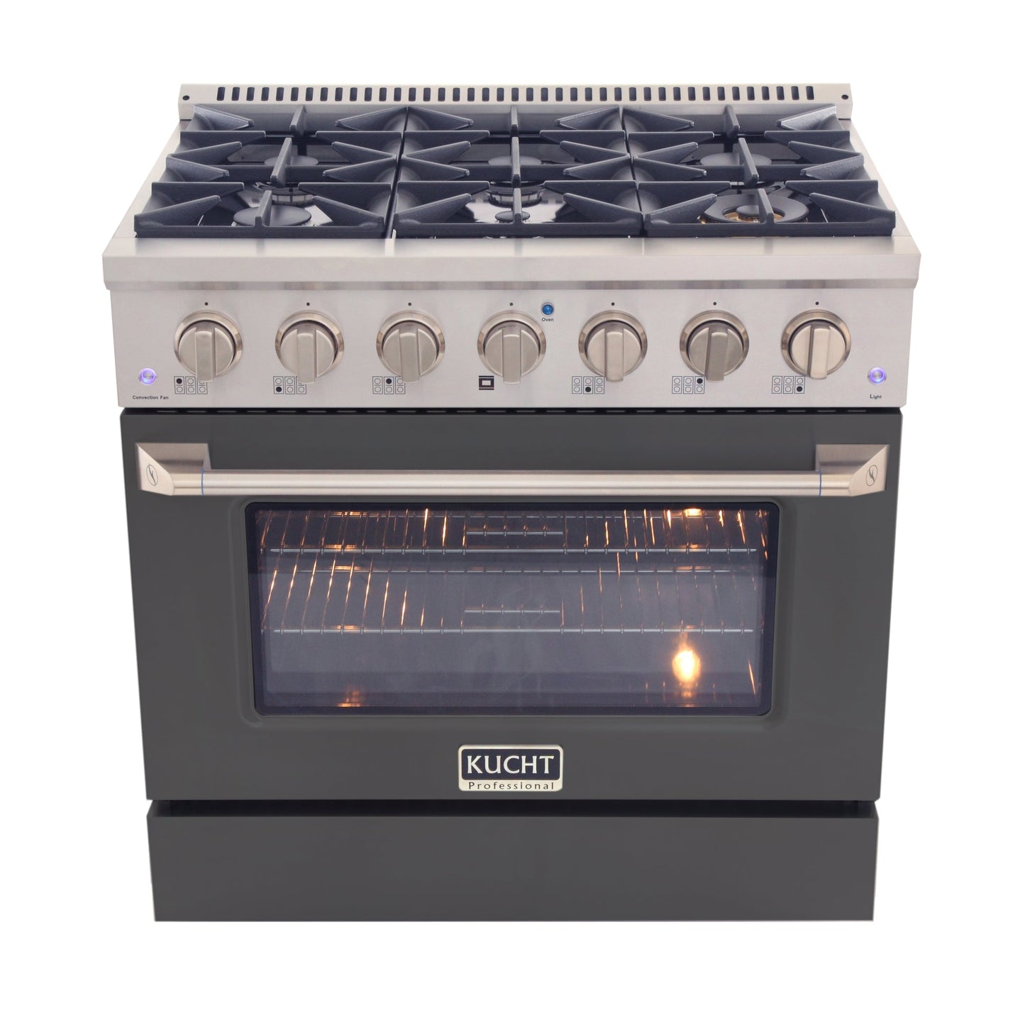 KUCHT Professional 36 in. 5.2 cu. ft. Propane Gas Range with Sealed Burners and Convection Oven in Stainless Steel