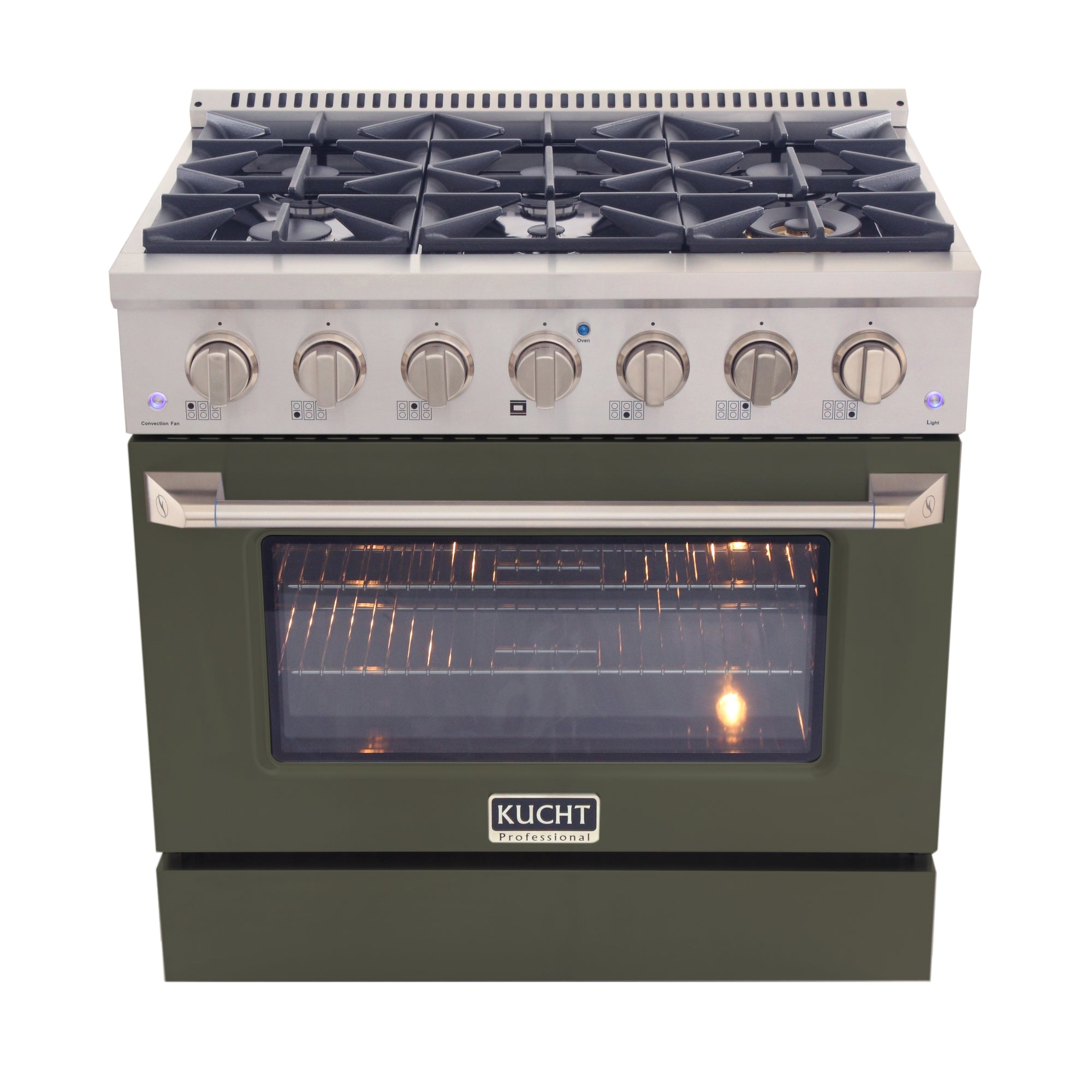 KUCHT Professional 36 in. 5.2 cu. ft. Propane Gas Range with Sealed Burners and Convection Oven in Stainless Steel