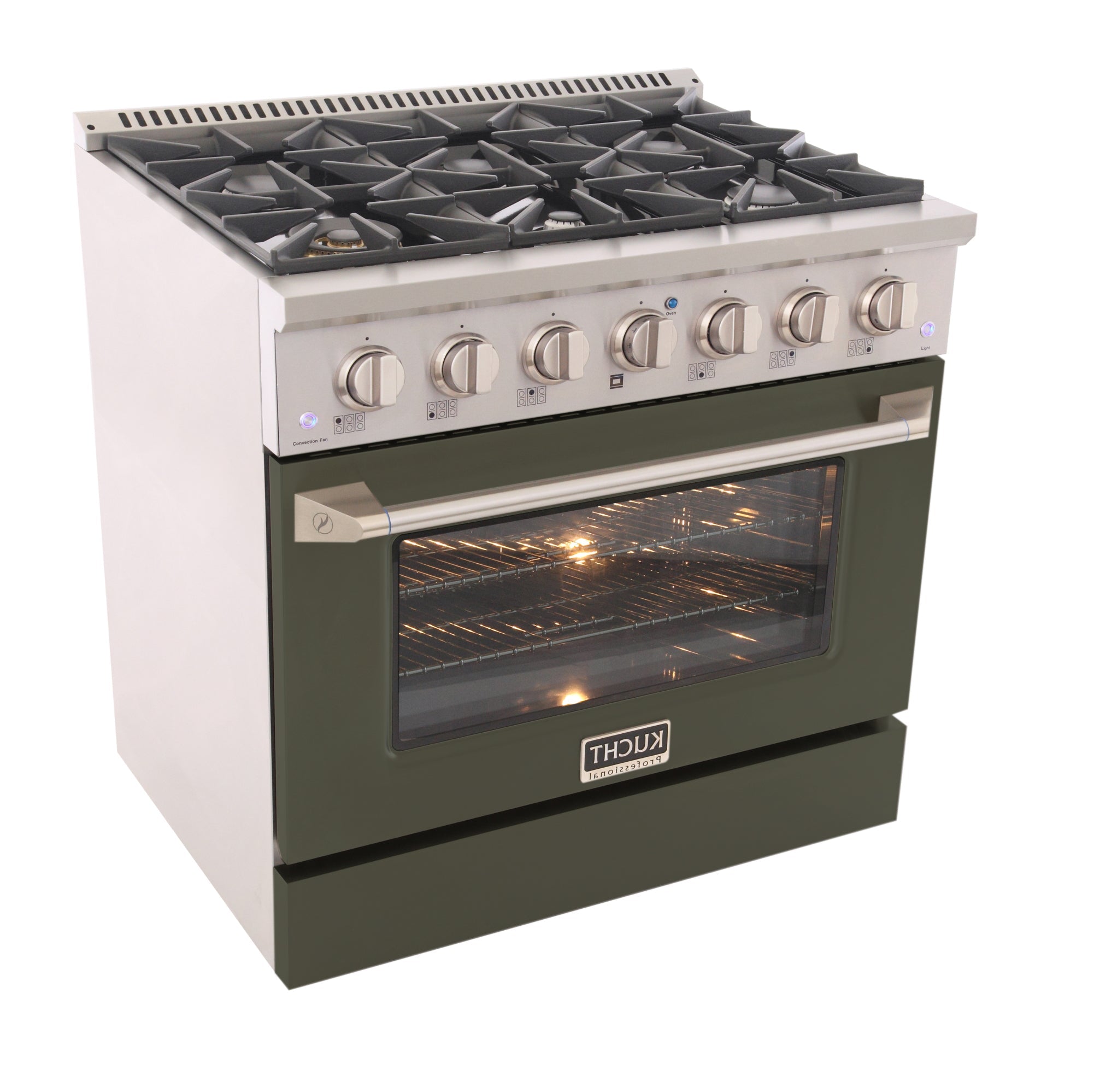 KUCHT Professional 36 in. 5.2 cu. ft. Natural Gas Range with Sealed Burners and Convection Oven in Stainless Steel
