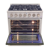 KUCHT Professional 36 in. 5.2 cu. ft. Natural Gas Range with Sealed Burners and Convection Oven in Stainless Steel