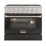 KUCHT Professional 36 in. 5.2 cu. ft. Dual Fuel Range for Natural Gas with Sealed Burners and Convection Oven in Stainless Steel