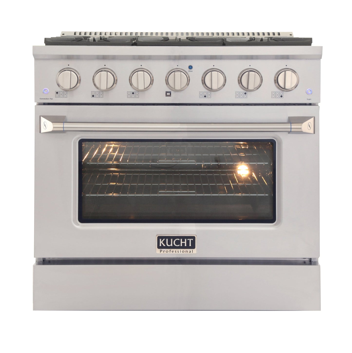 KUCHT Professional 36 in. 5.2 cu. ft. Dual Fuel Range for Propane Gas with Sealed Burners and Convection Oven in Stainless Steel