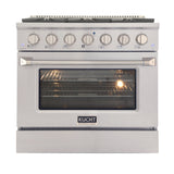 KUCHT Professional 36 in. 5.2 cu. ft. Dual Fuel Range for Propane Gas with Sealed Burners and Convection Oven in Stainless Steel