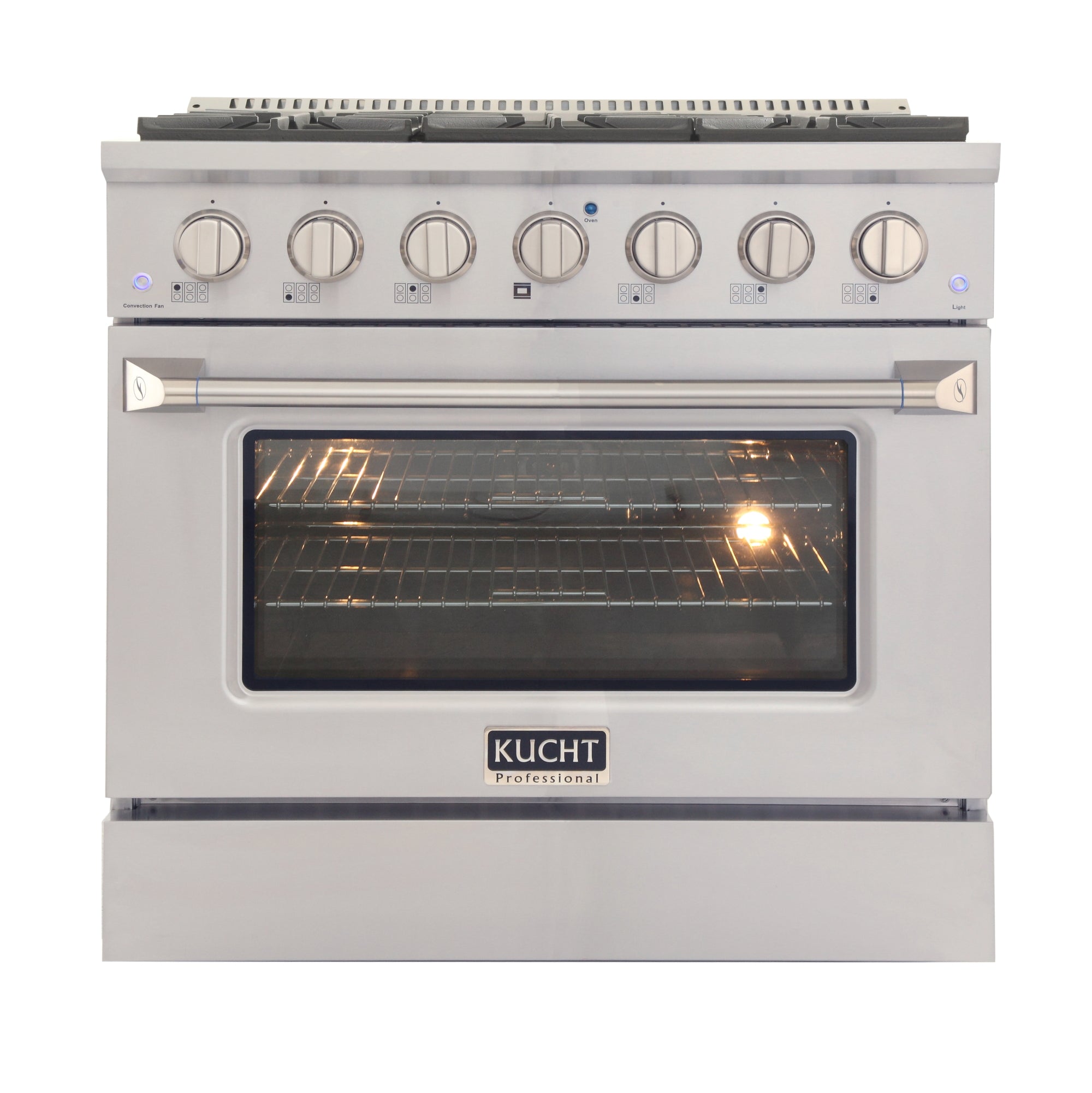 KUCHT Professional 36 in. 5.2 cu. ft. Dual Fuel Range for Propane Gas with Sealed Burners and Convection Oven in Stainless Steel