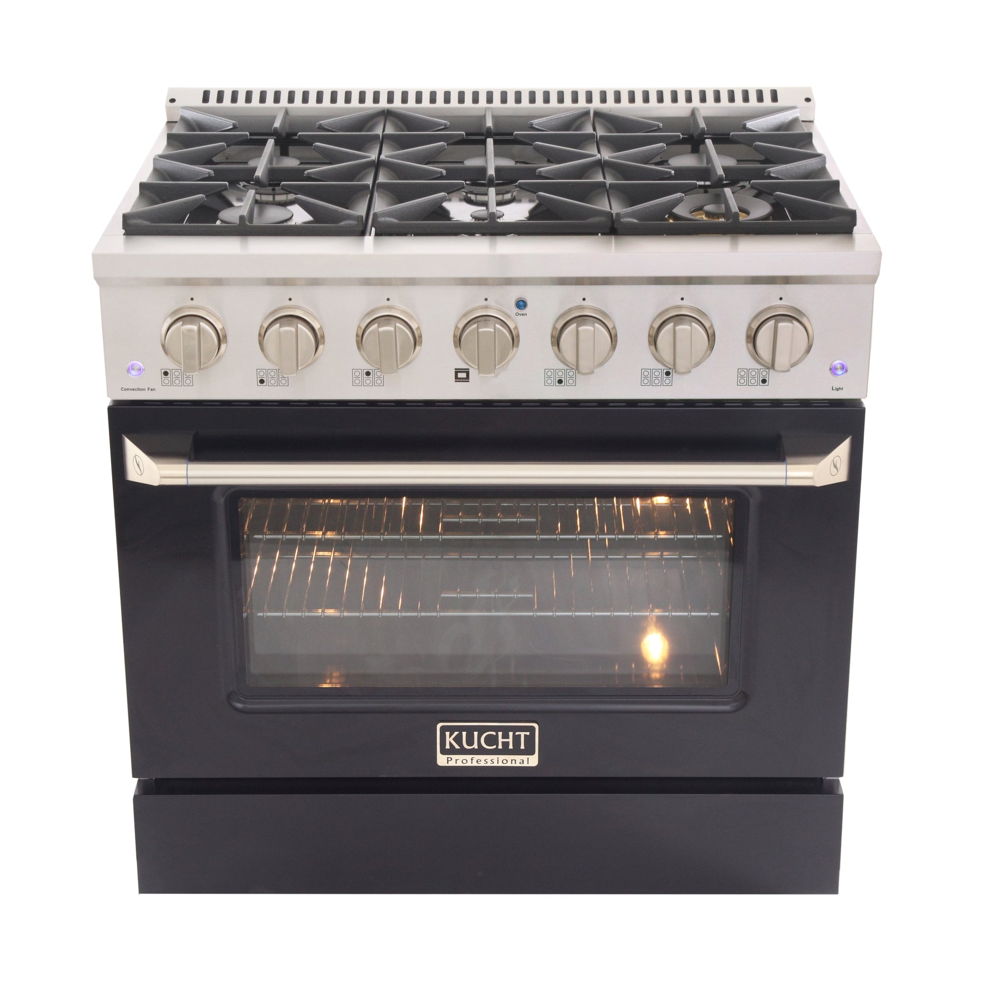 KUCHT Professional 36 in. 5.2 cu. ft. Natural Gas Range with Sealed Burners and Convection Oven in Stainless Steel
