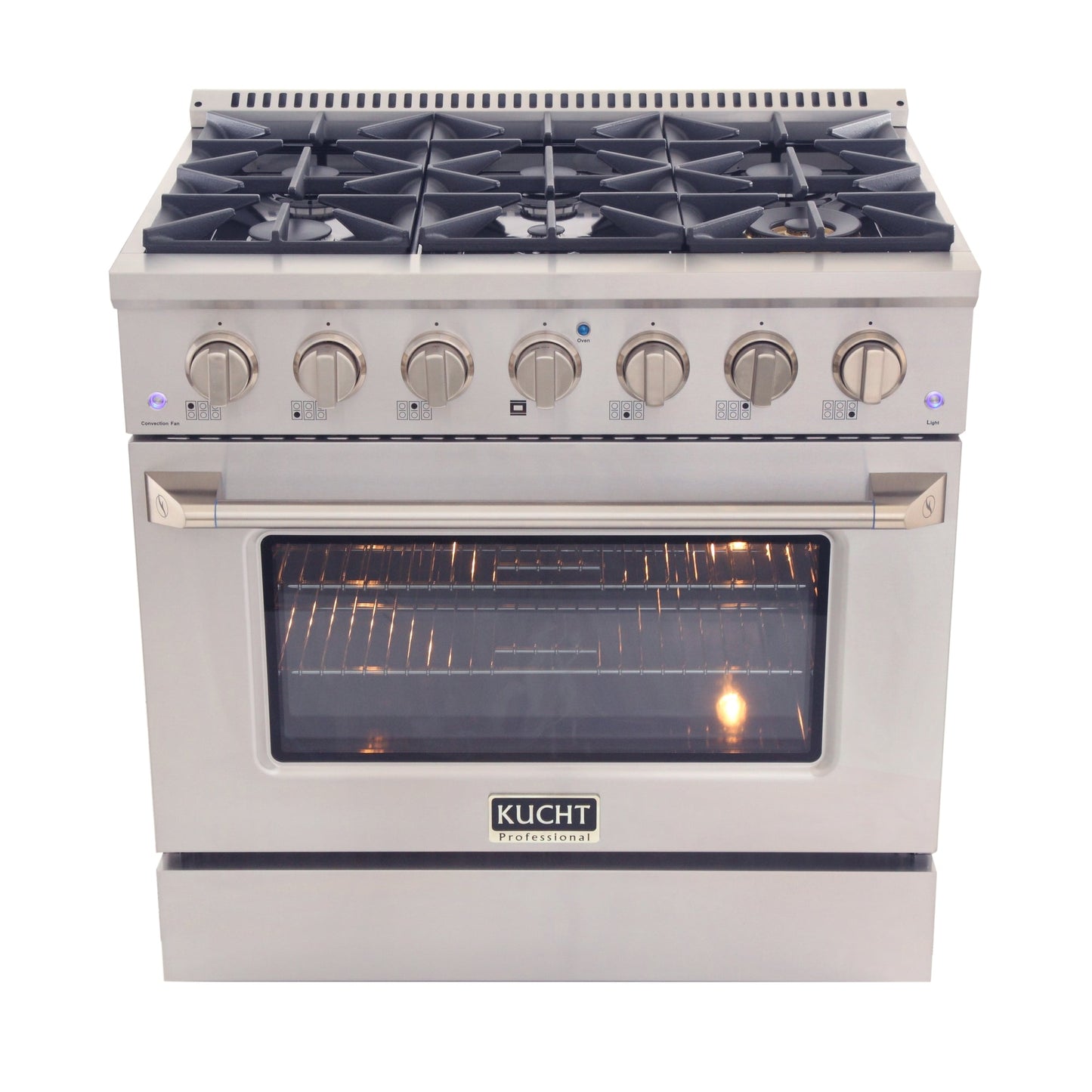 KUCHT Professional 36 in. 5.2 cu. ft. Dual Fuel Range for Natural Gas with Sealed Burners and Convection Oven in Stainless Steel