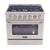 KUCHT Professional 36 in. 5.2 cu. ft. Dual Fuel Range for Natural Gas with Sealed Burners and Convection Oven in Stainless Steel