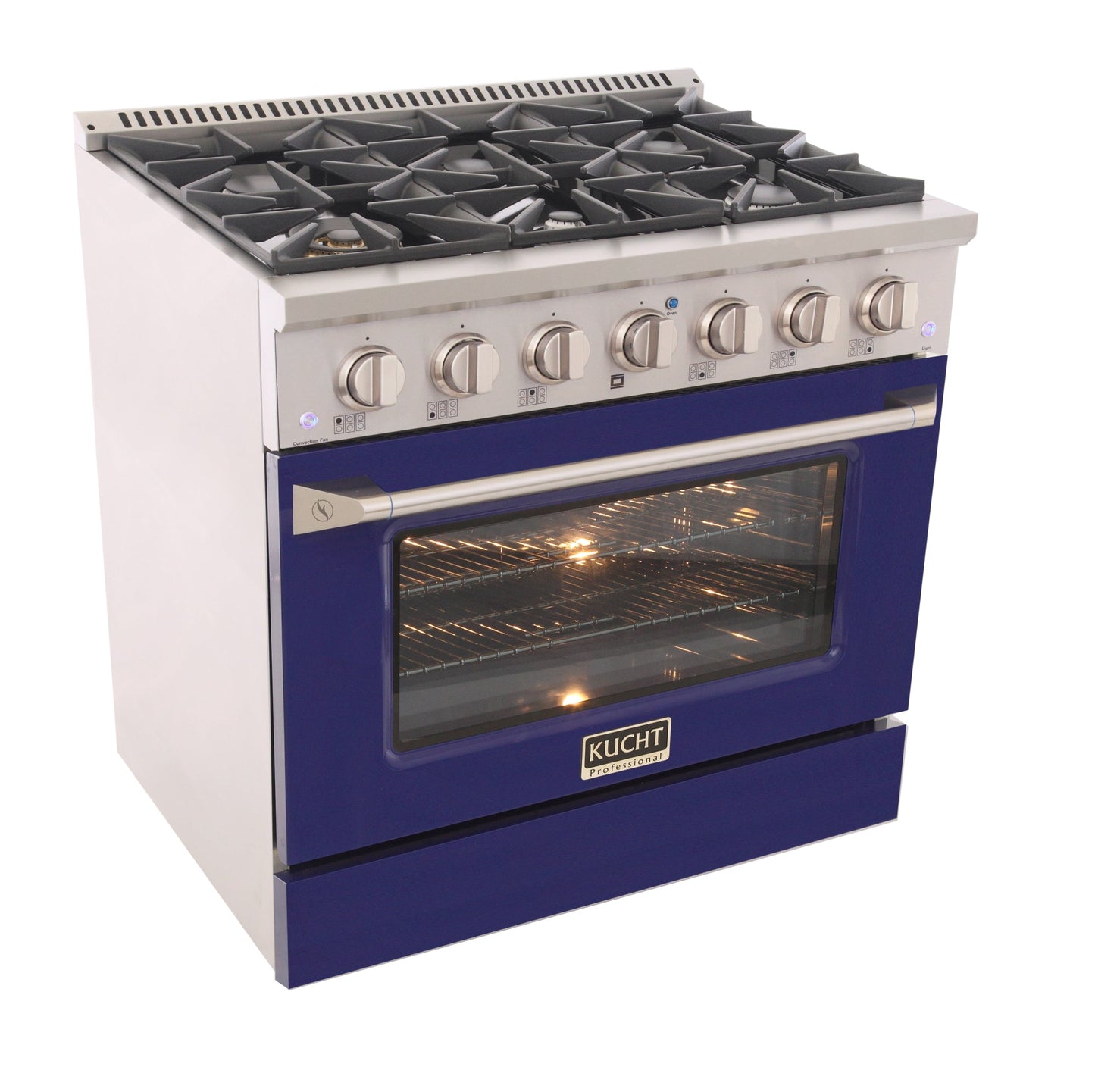 KUCHT Professional 36 in. 5.2 cu. ft. Dual Fuel Range for Propane Gas with Sealed Burners and Convection Oven in Stainless Steel
