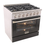 KUCHT Professional 36 in. 5.2 cu. ft. Dual Fuel Range for Natural Gas with Sealed Burners and Convection Oven in Stainless Steel
