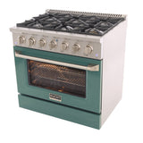 KUCHT Professional 36 in. 5.2 cu. ft. Dual Fuel Range for Propane Gas with Sealed Burners and Convection Oven in Stainless Steel