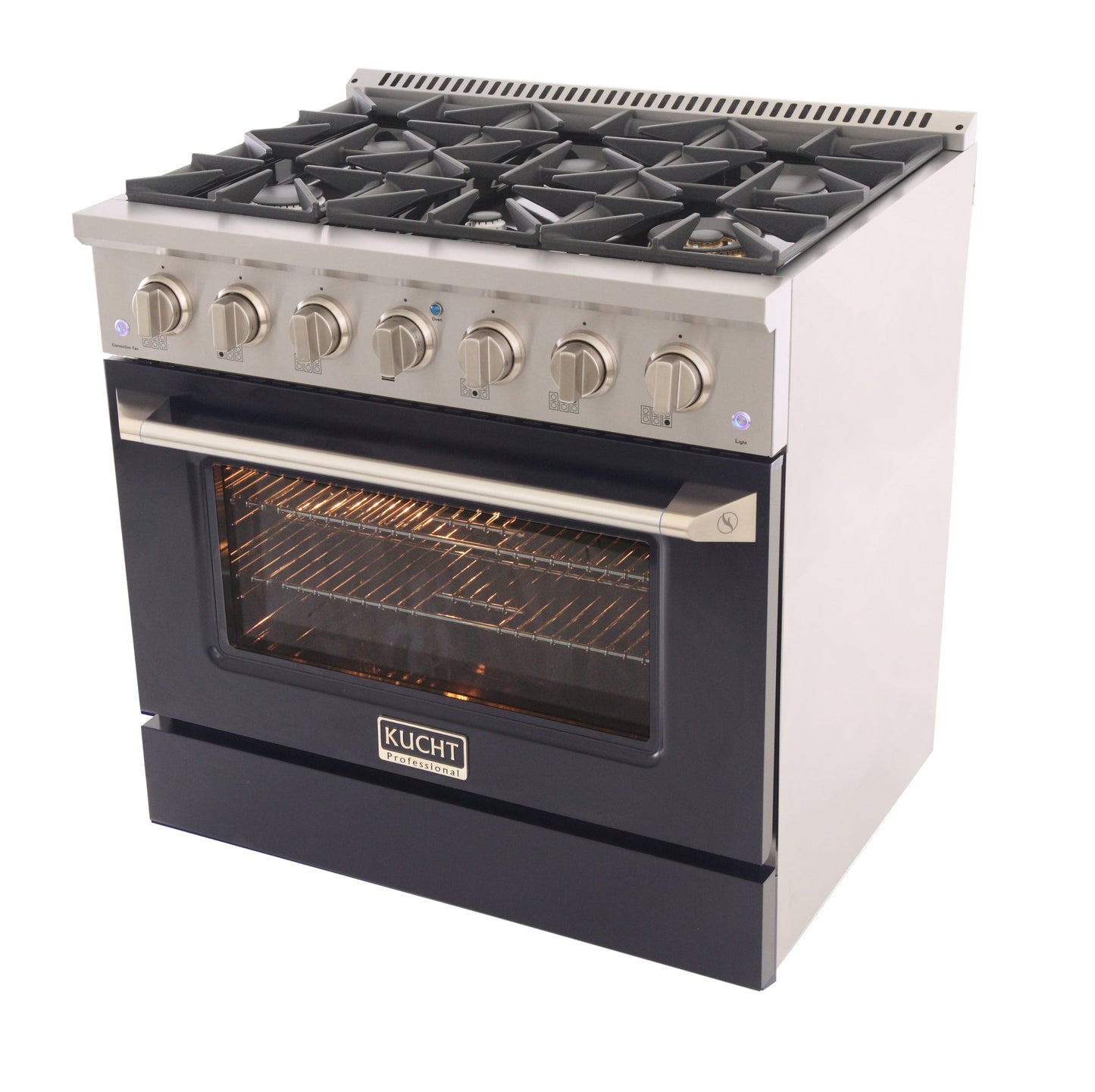 KUCHT Professional 36 in. 5.2 cu. ft. Dual Fuel Range for Natural Gas with Sealed Burners and Convection Oven in Stainless Steel