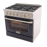 KUCHT Professional 36 in. 5.2 cu. ft. Dual Fuel Range for Natural Gas with Sealed Burners and Convection Oven in Stainless Steel