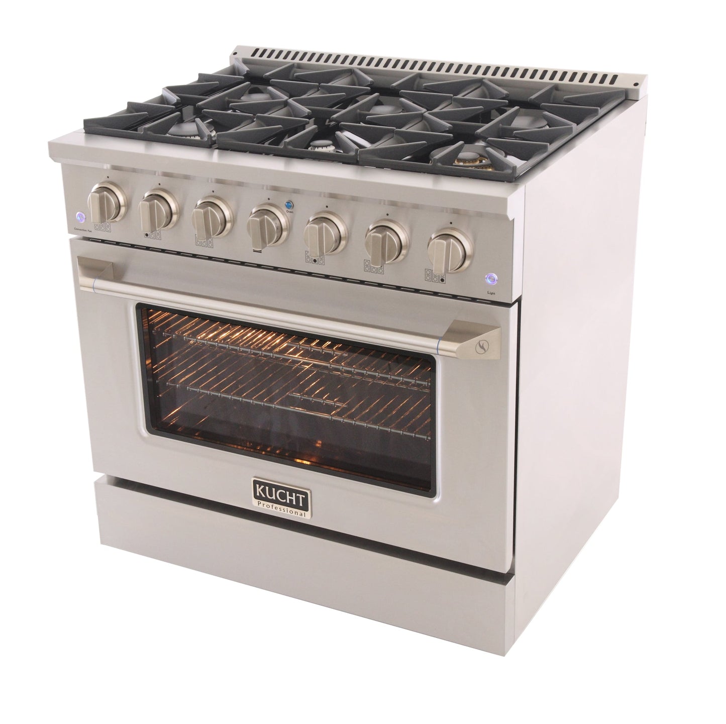 KUCHT Professional 36 in. 5.2 cu. ft. Natural Gas Range with Sealed Burners and Convection Oven in Stainless Steel