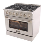 KUCHT Professional 36 in. 5.2 cu. ft. Dual Fuel Range for Propane Gas with Sealed Burners and Convection Oven in Stainless Steel