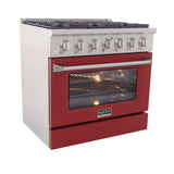 KUCHT Professional 36 in. 5.2 cu. ft. Dual Fuel Range for Propane Gas with Sealed Burners and Convection Oven in Stainless Steel