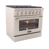KUCHT Professional 36 in. 5.2 cu. ft. Dual Fuel Range for Propane Gas with Sealed Burners and Convection Oven in Stainless Steel