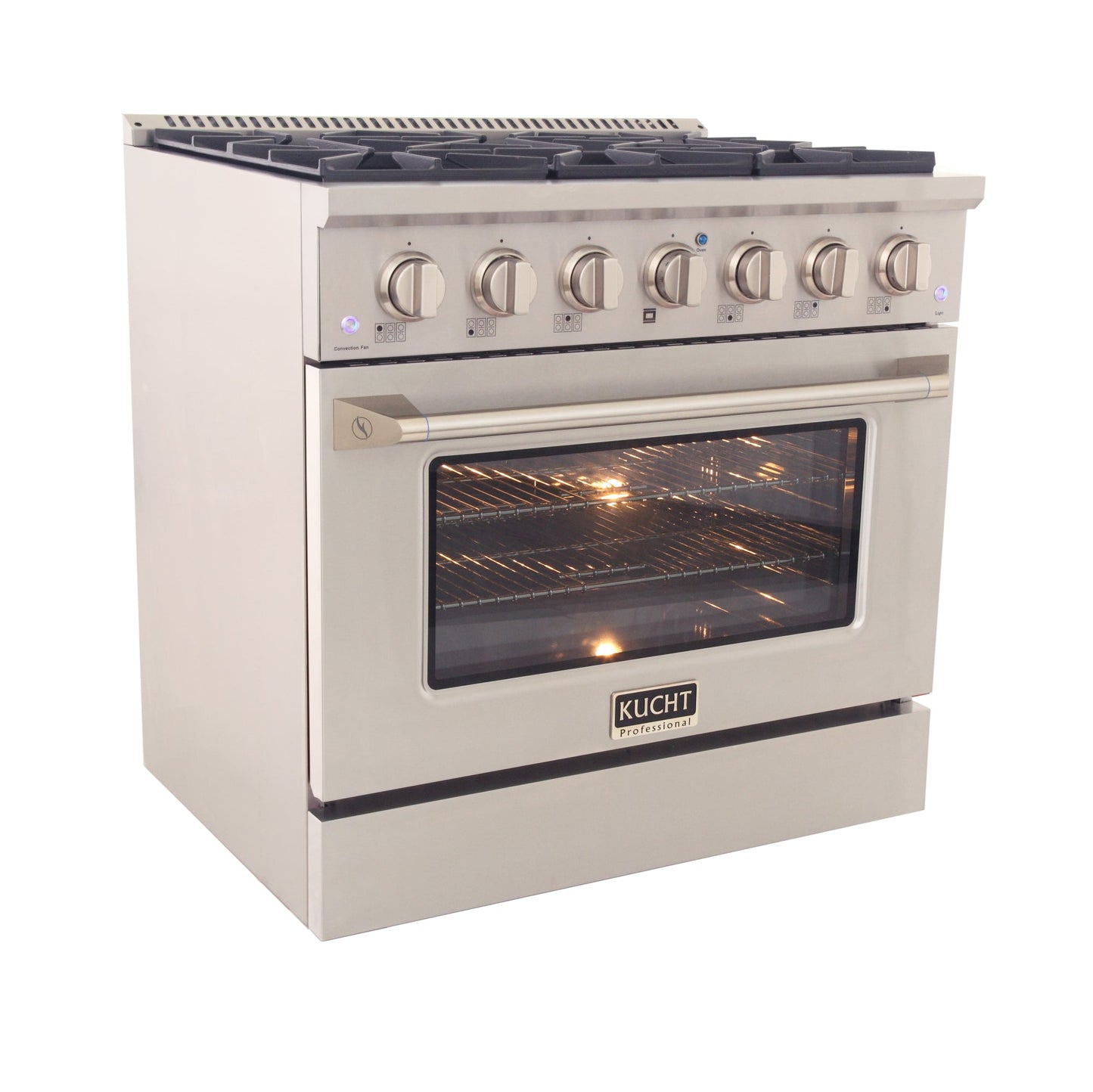 KUCHT Professional 36 in. 5.2 cu. ft. Dual Fuel Range for Natural Gas with Sealed Burners and Convection Oven in Stainless Steel
