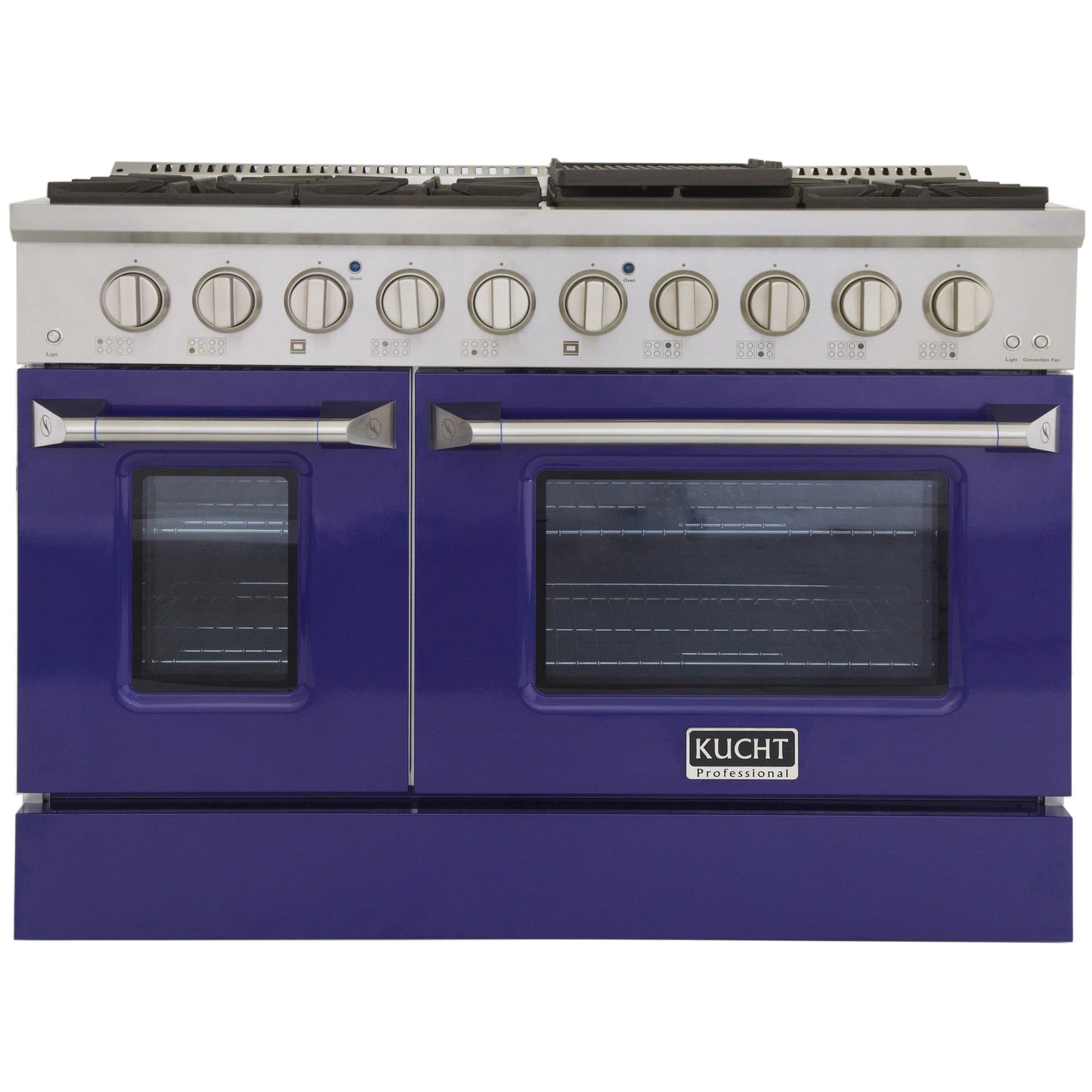KUCHT Professional 48 in. 6.7 cu. ft. Dual Fuel Range for Propane Gas with Sealed Burners Griddle Grill and Two Ovens One Convection in Stainless Steel