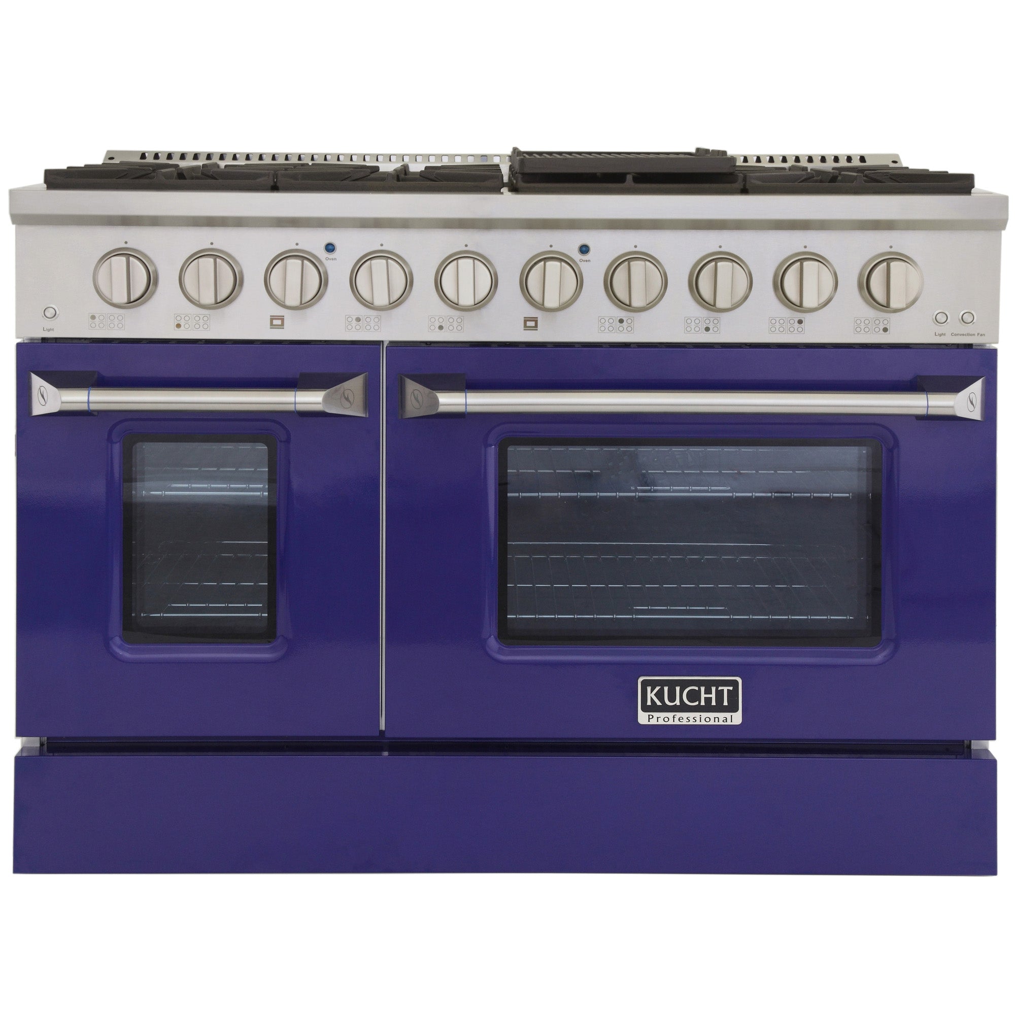 KUCHT Professional 48 in. 6.7 cu. ft. Dual Fuel Range for Propane Gas with Sealed Burners Griddle Grill and Two Ovens One Convection in Stainless Steel