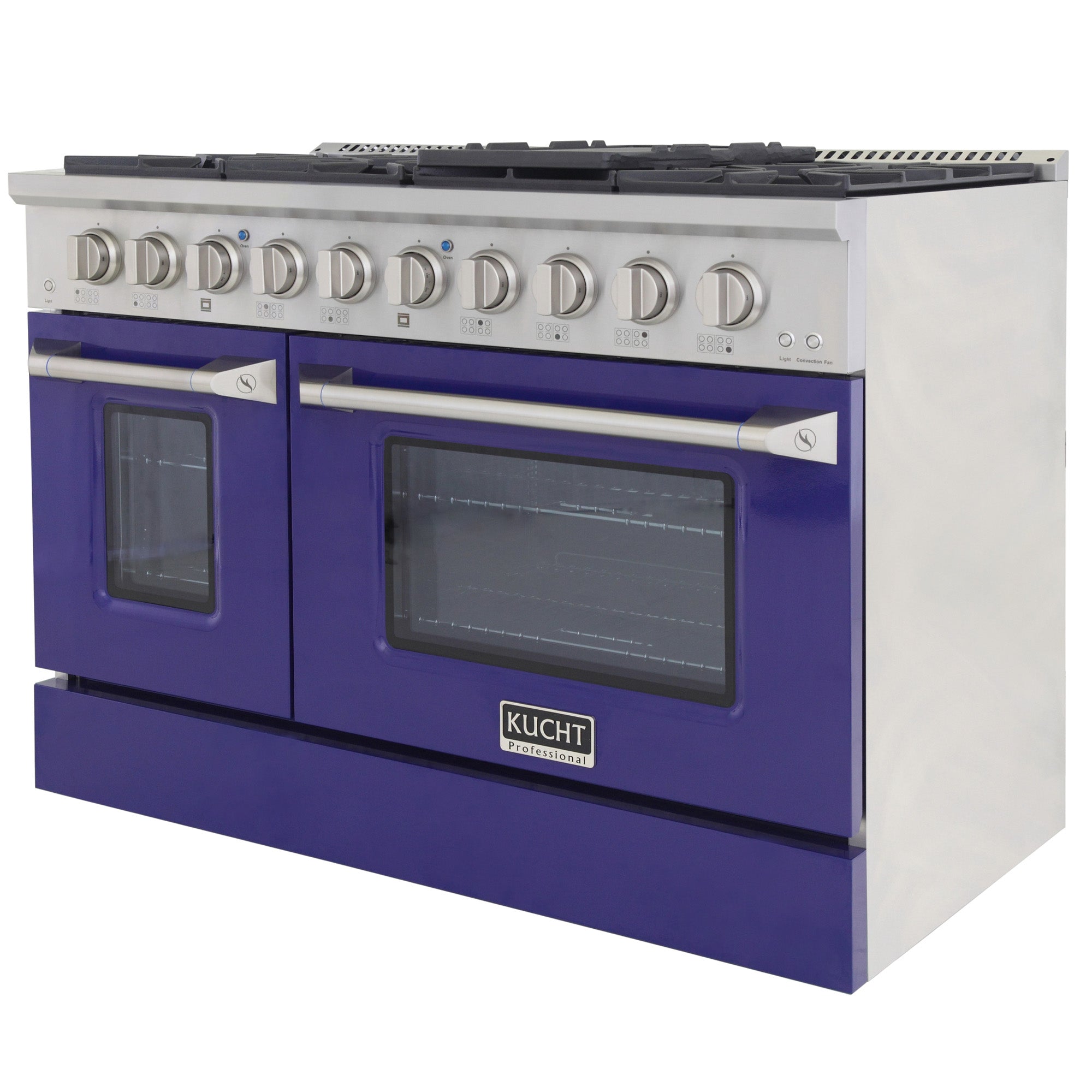 KUCHT Professional 48 in. 6.7 cu. ft. Dual Fuel Range for Propane Gas with Sealed Burners Griddle Grill and Two Ovens One Convection in Stainless Steel