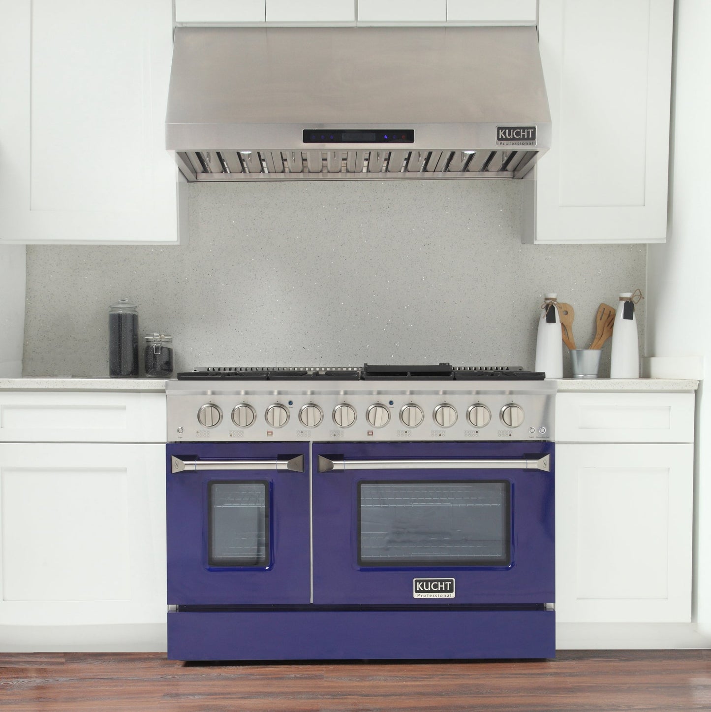 KUCHT Professional 48 in. 6.7 cu. ft. Natural Gas Range with Sealed Burners, Griddle/Grill and Two Ovens - One Convection - in Stainless Steel
