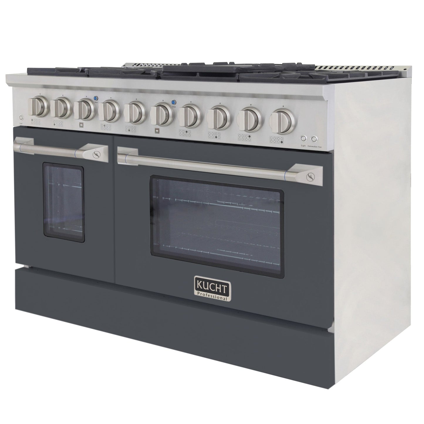 KUCHT Professional 48 in. 6.7 cu. ft. Natural Gas Range with Sealed Burners, Griddle/Grill and Two Ovens - One Convection - in Stainless Steel
