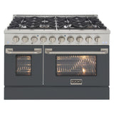 KUCHT Professional 48 in. 6.7 cu. ft. Propane Gas Range with Sealed Burners, Griddle/Grill and Two Ovens - One Convection - in Stainless Steel