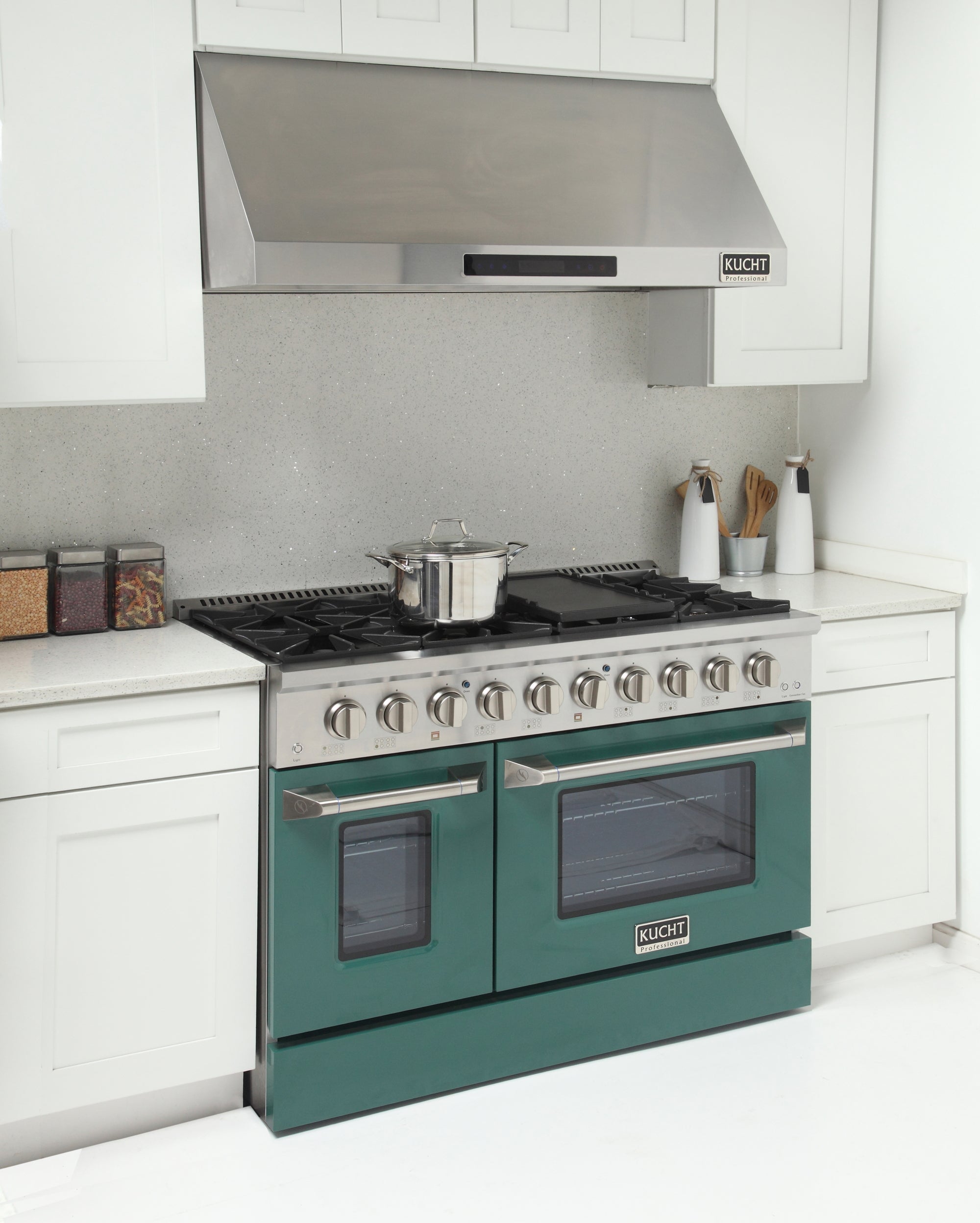 KUCHT Professional 48 in. 6.7 cu. ft. Natural Gas Range with Sealed Burners, Griddle/Grill and Two Ovens - One Convection - in Stainless Steel