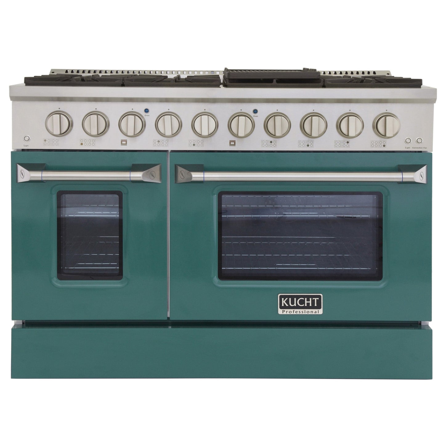 KUCHT Professional 48 in. 6.7 cu. ft. Dual Fuel Range for Natural Gas with Sealed Burners Griddle Grill and Two Ovens One Convection in Stainless Steel