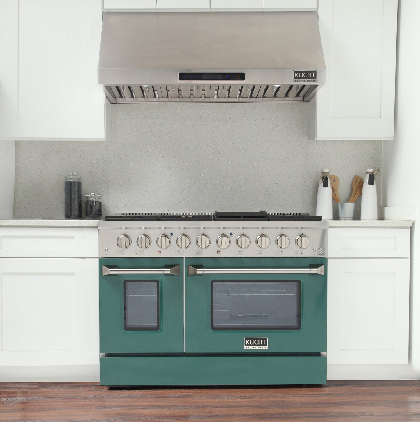 KUCHT Professional 48 in. 6.7 cu. ft. Dual Fuel Range for Natural Gas with Sealed Burners Griddle Grill and Two Ovens One Convection in Stainless Steel