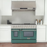 KUCHT Professional 48 in. 6.7 cu. ft. Dual Fuel Range for Natural Gas with Sealed Burners Griddle Grill and Two Ovens One Convection in Stainless Steel