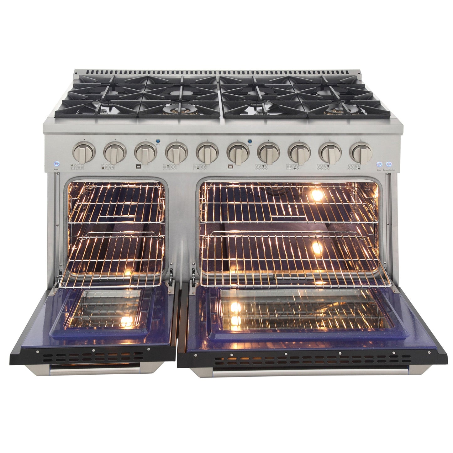 KUCHT Professional 48 in. 6.7 cu. ft. Natural Gas Range with Sealed Burners, Griddle/Grill and Two Ovens - One Convection - in Stainless Steel