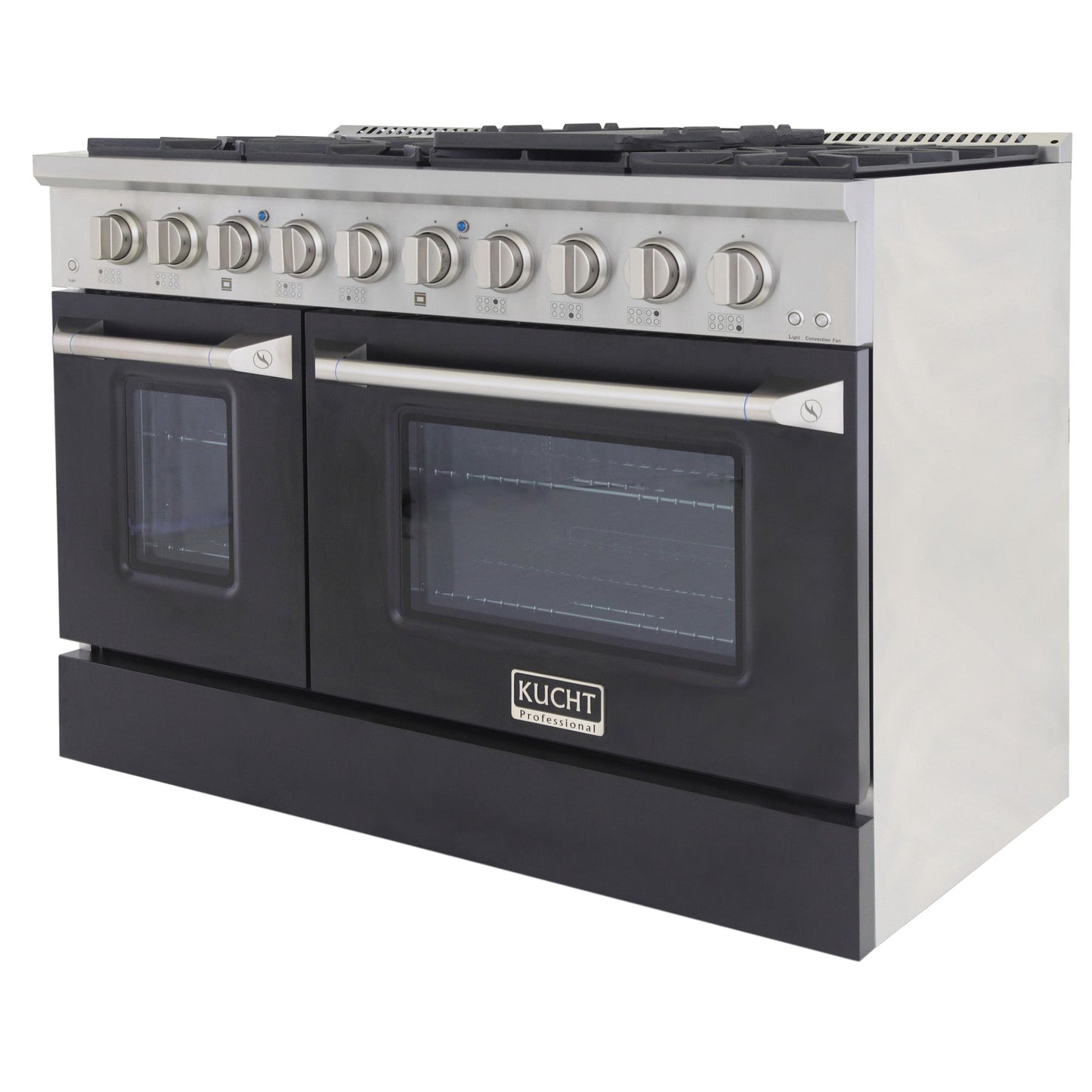 KUCHT Professional 48 in. 6.7 cu. ft. Dual Fuel Range for Natural Gas with Sealed Burners Griddle Grill and Two Ovens One Convection in Stainless Steel
