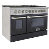 KUCHT Professional 48 in. 6.7 cu. ft. Dual Fuel Range for Propane Gas with Sealed Burners Griddle Grill and Two Ovens One Convection in Stainless Steel
